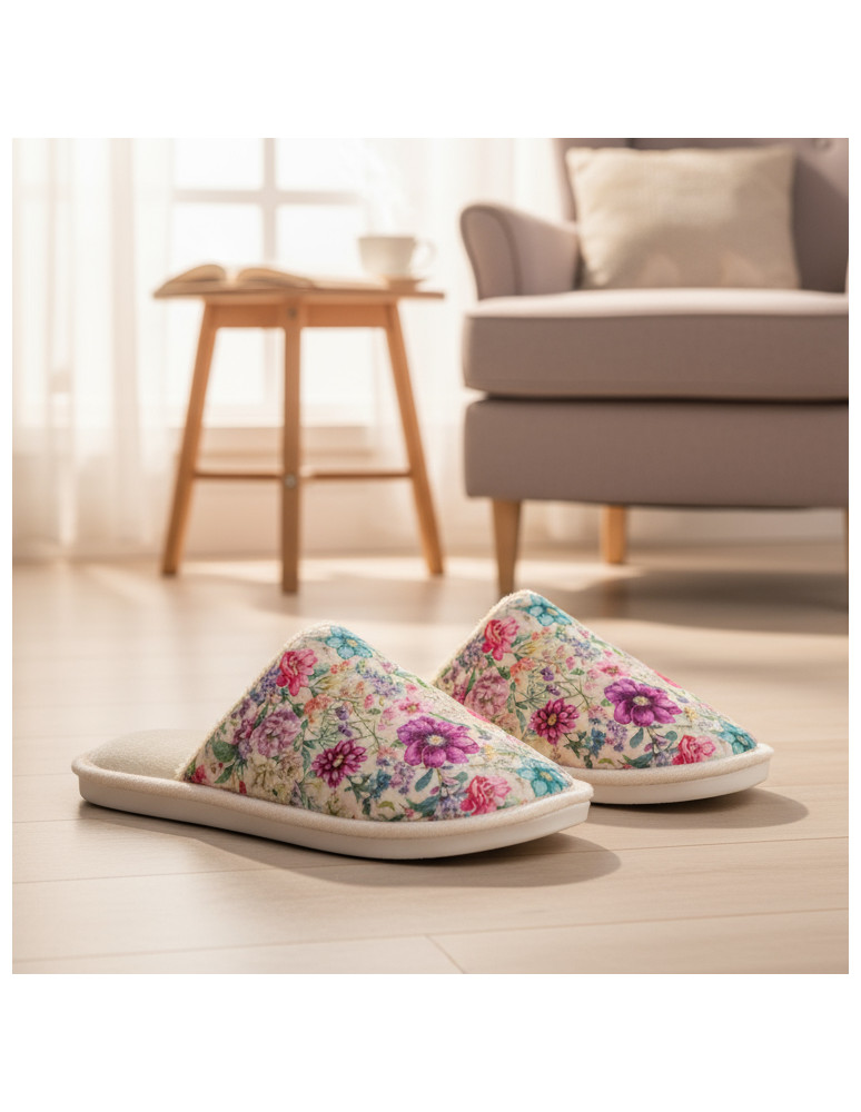 Kapcie - Kapcie damskie w kwiaty z pudełkiem prezentowym WIELOKOLOROWY - produkt moraj.pl 7