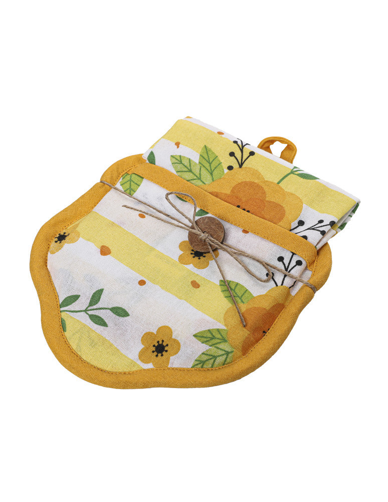 Ręczniki - Zestaw kuchenny ręcznik i rękawica ŻÓŁTY - produkt moraj.pl 2