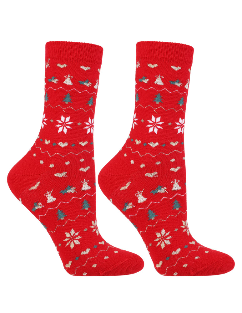 Długie - Świąteczne skarpety damskie długie 3-pak WIELOKOLOROWY - produkt moraj.pl 3