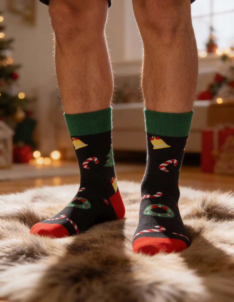Skarpety męskie świąteczne wzory 2-pak WIELOKOLOROWY