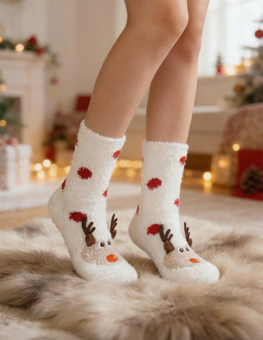 Zestaw ciepłych skarpetek damskich świąteczny renifer 2-pak