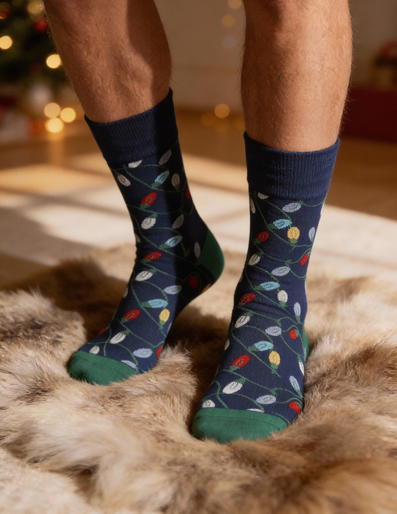 Długie - Świąteczne męskie skarpetki w bombki i światełka 2-pak WIELOKOLOROWY  - produkt moraj.pl 2