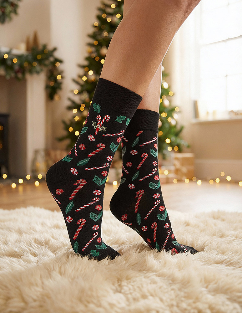 Długie - Skarpetki damskie długie świąteczne wzory cukrowe laski 2-pak WIELOKOLOROWY - produkt moraj.pl 1