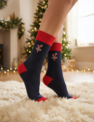 Długie - Skarpetki damskie długie świąteczne wzory cukrowe laski 2-pak WIELOKOLOROWY - produkt 6