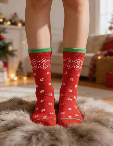 Skarpetki damskie świąteczne długie w śnieżynki 2-pak - produkt 2