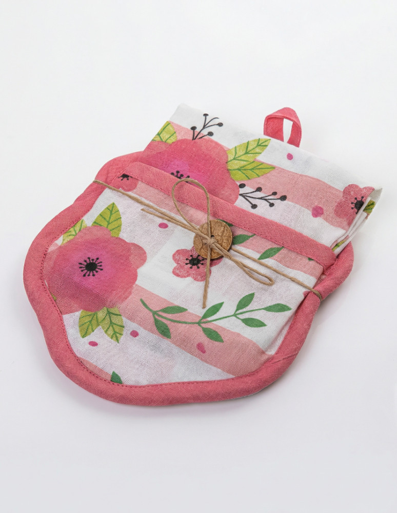 Ręczniki - Zestaw kuchenny ręcznik i rękawica RÓŻOWY  - produkt moraj.pl 2