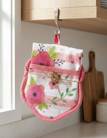 Ręczniki - Zestaw kuchenny ręcznik i rękawica RÓŻOWY - produkt 3