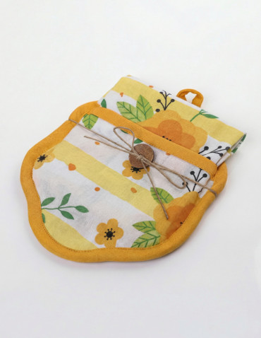 Ręczniki - Zestaw kuchenny ręcznik i rękawica ŻÓŁTY - produkt 2