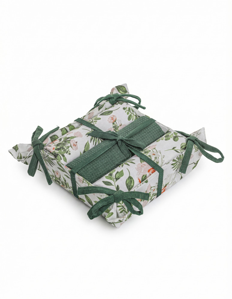 Kuchenne - Zestaw ręczników kuchennych bawełnianych w ozdobnym koszyku 3-pak WIELOKOLOROWY - produkt moraj.pl 6