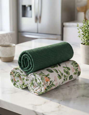 Zestaw ręczników kuchennych bawełnianych w ozdobnym koszyku 3-pak - produkt 2