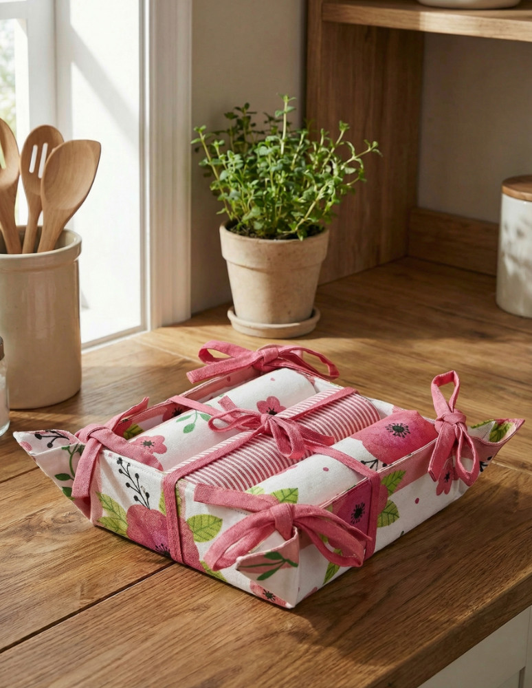 Kuchenne - Ręczniki kuchenne bawełniane w prezentowym opakowaniu 3-pak WIELOKOLOROWY - produkt moraj.pl 5