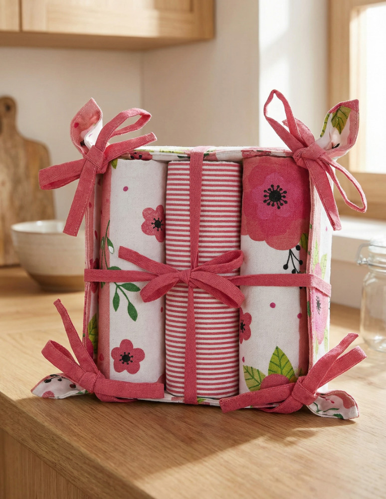 Kuchenne - Ręczniki kuchenne bawełniane w prezentowym opakowaniu 3-pak WIELOKOLOROWY - produkt moraj.pl 2