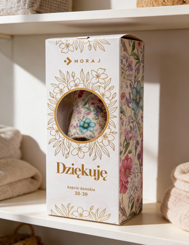 Kapcie damskie w kwiaty z pudełkiem prezentowym  - produkt 2