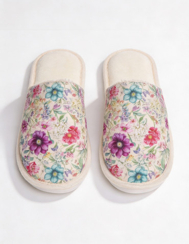 Kapcie i bambosze - Kapcie damskie w kwiaty z pudełkiem prezentowym WIELOKOLOROWY - produkt 3