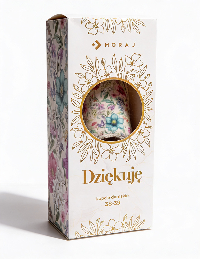 Kapcie i bambosze - Kapcie damskie w kwiaty z pudełkiem prezentowym WIELOKOLOROWY - produkt moraj.pl 2