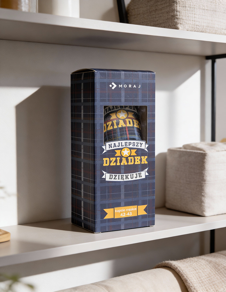 Kapcie i bambosze - Kapcie męskie w opakowaniu prezentowym dla Dziadka GRANATOWY  - produkt moraj.pl 2