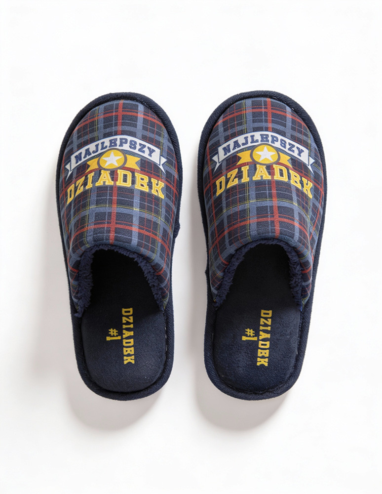 Kapcie i bambosze - Kapcie męskie w opakowaniu prezentowym dla Dziadka GRANATOWY - produkt moraj.pl 1