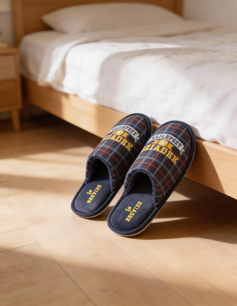 Kapcie i bambosze - Kapcie męskie w opakowaniu prezentowym dla Dziadka GRANATOWY  - produkt moraj.pl 9