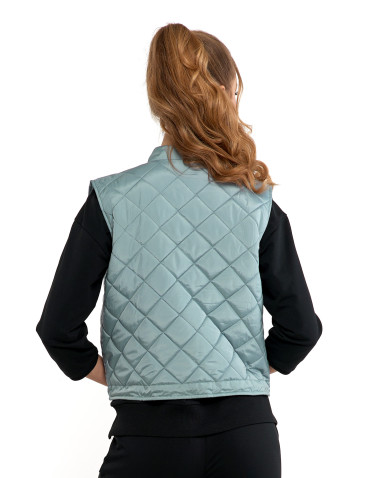 Kurtki i kamizelki - Damska kamizelka pikowana przejściowa krótka NIEBIESKI - produkt 2