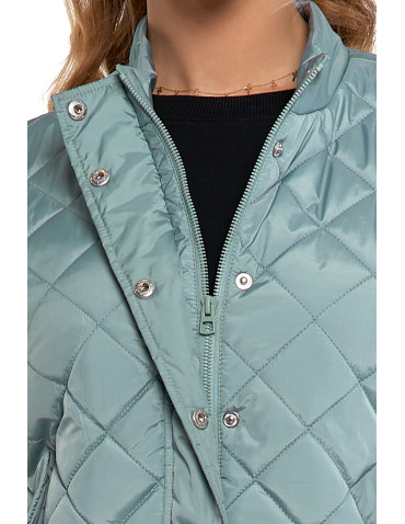 Kurtki i kamizelki - Damska kamizelka pikowana przejściowa krótka NIEBIESKI - produkt 3