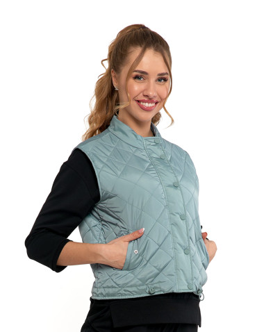Kurtki i kamizelki - Damska kamizelka pikowana przejściowa krótka NIEBIESKI - produkt 6