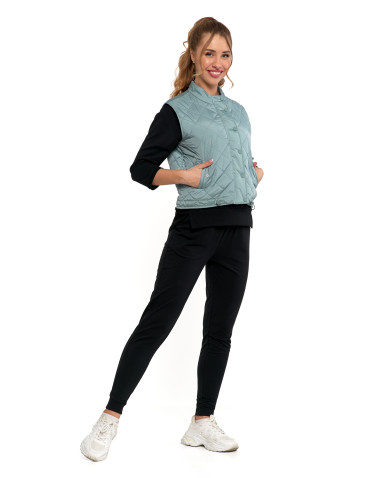 Kurtki i kamizelki - Damska kamizelka pikowana przejściowa krótka NIEBIESKI - produkt 7