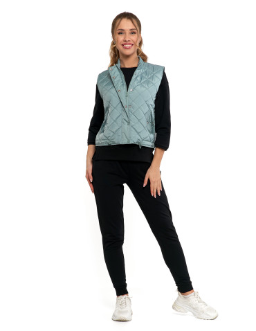 Kurtki i kamizelki - Damska kamizelka pikowana przejściowa krótka NIEBIESKI - produkt 9