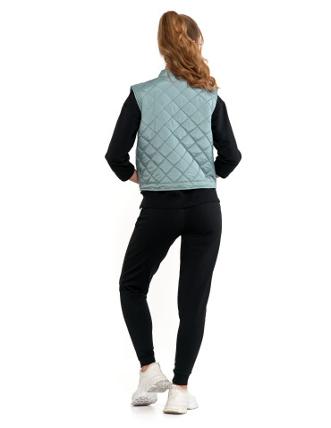 Kurtki i kamizelki - Damska kamizelka pikowana przejściowa krótka NIEBIESKI - produkt 10