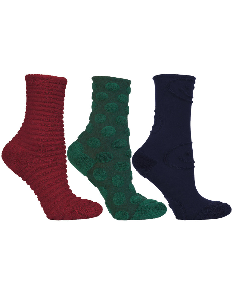 Skarpetki długie - Ciepłe skarpety damskie zimowe długie Frotte 3-pak WIELOKOLOROWY - produkt moraj.pl 1