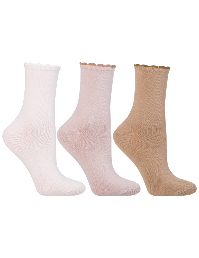 Skarpety damskie długie bawełniane bez wzoru 3-pak WIELOKOLOROWY