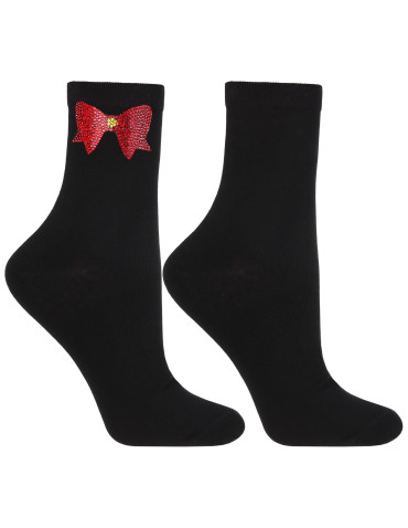 Długie - Skarpety damskie świąteczny wzór kokardki 3-pak WIELKOLOROWY - produkt 4