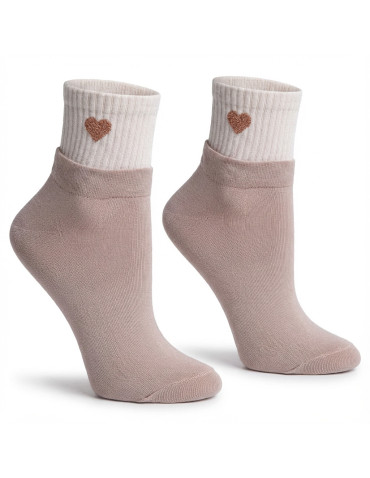 Za kostkę - Skarpetki damskie krótkie 3/4 z haftem serce 5-pak MIX KOLOR - produkt 3