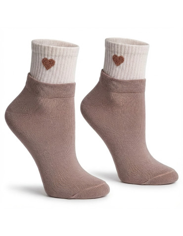 Za kostkę - Skarpetki damskie krótkie 3/4 z haftem serce 5-pak MIX KOLOR - produkt 5