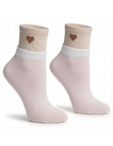 Za kostkę - Skarpetki damskie krótkie 3/4 z haftem serce 5-pak MIX KOLOR - produkt 4