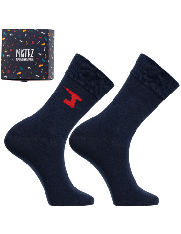 Skarpety męskie na prezent z napisem mistrz majsterkowania