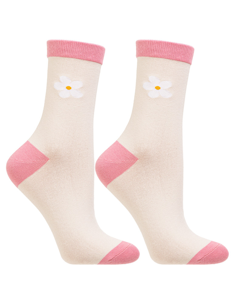 Długie - Skarpety damskie na prezent długie w kwiaty WIELOKOLOROWY - produkt moraj.pl 4