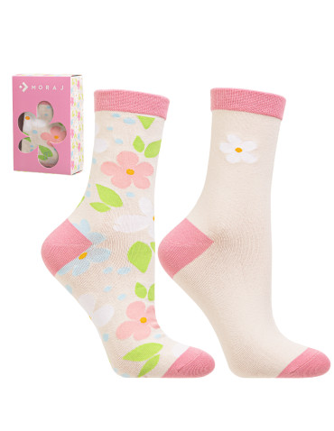 Skarpety damskie na prezent długie w kwiaty