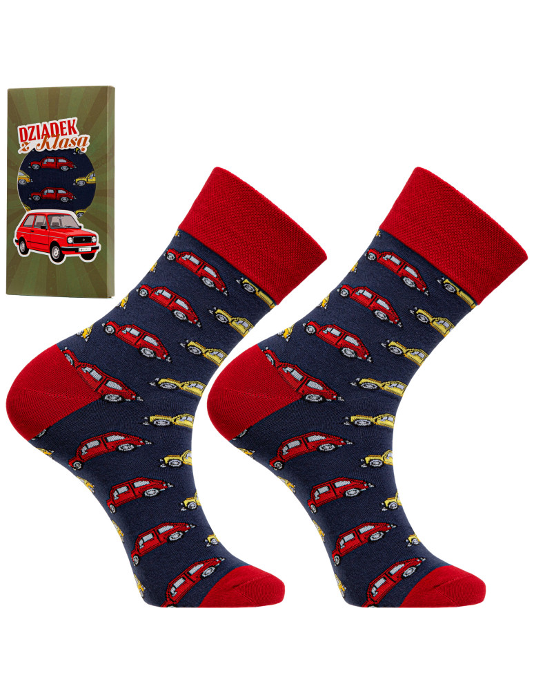 Długie - Skarpety męskie w samochody prezent dla dziadka WIELOKOLOROWY - produkt moraj.pl 1
