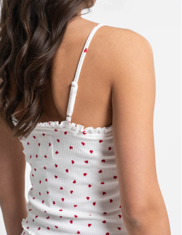 Na ramiączkach - Piżama damska dwuczęściowa w prążek BIAŁY - produkt 2