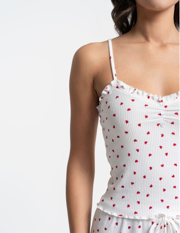 Na ramiączkach - Piżama damska dwuczęściowa w prążek BIAŁY - produkt 9