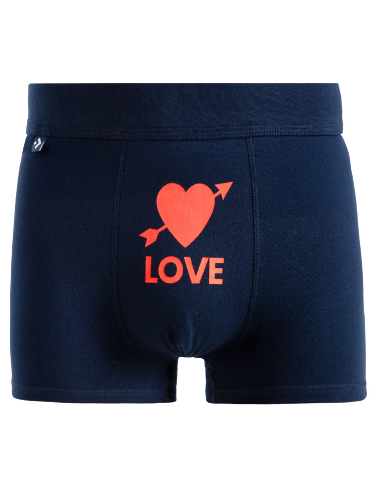Bokserki dopasowane - Bokserki męskie bawełniane dopasowane z walentynkowym wzorem GRANATOWY - produkt moraj.pl 1