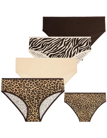 Majtki damskie figi bikini w zwierzęce wzory 4-pak