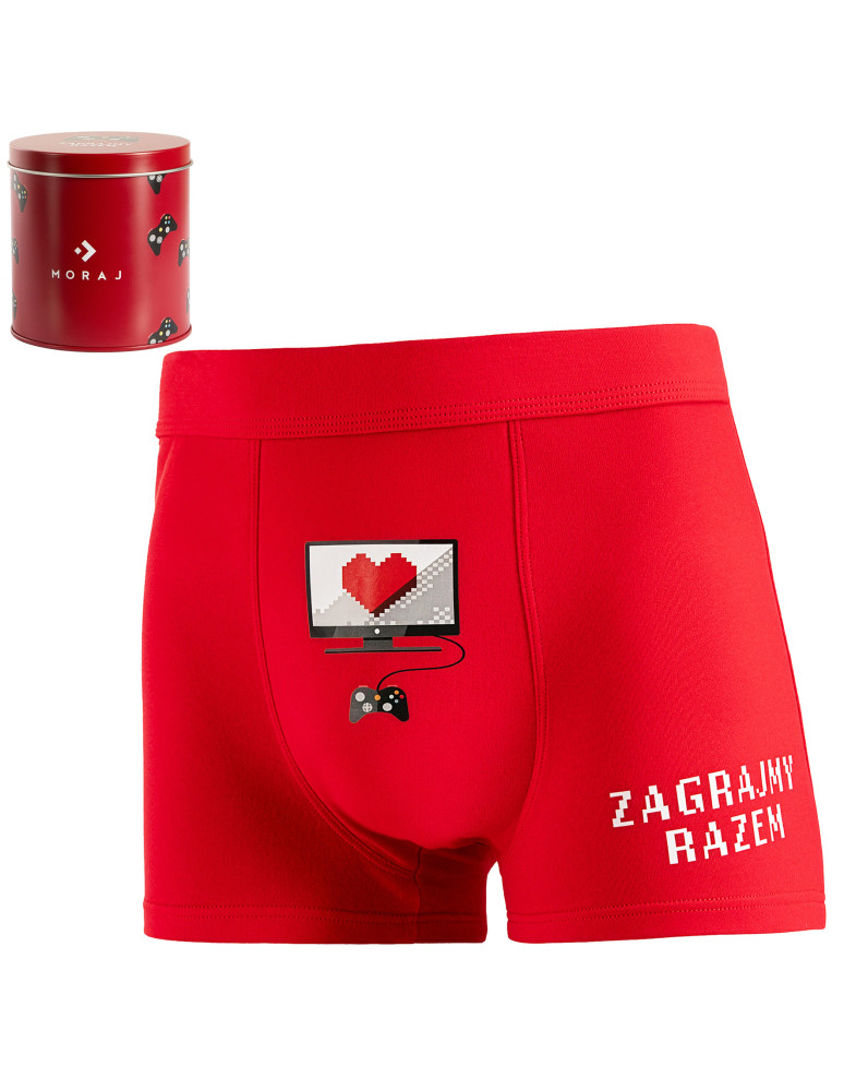 Bokserki dopasowane - Zabawne bokserki męskie dla gracza w puszce CZERWONY - produkt moraj.pl 1
