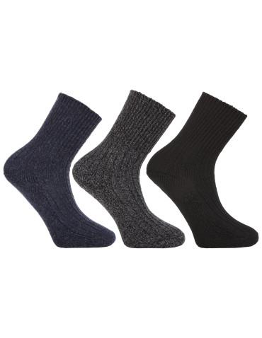 Ciepłe długie skarpety męskie bezuciskowe z wełną 3-pak