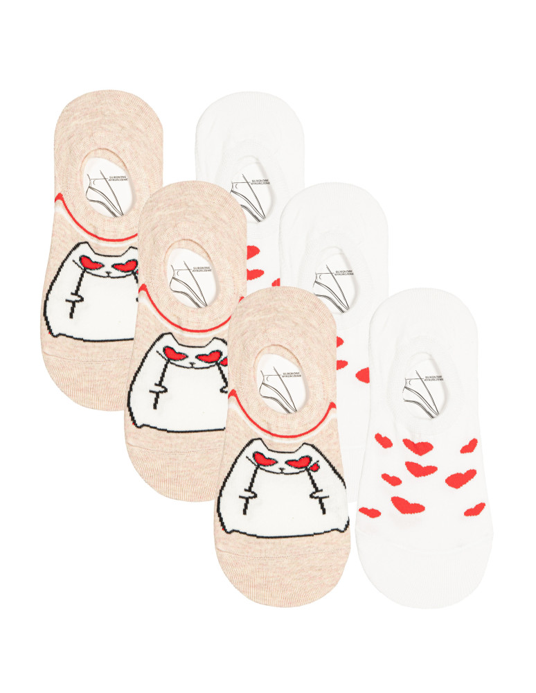 Niskie stopki - Skarpety stopki damskie zakochany kotek 6-pak WIELOKOLOROWY - produkt moraj.pl 1