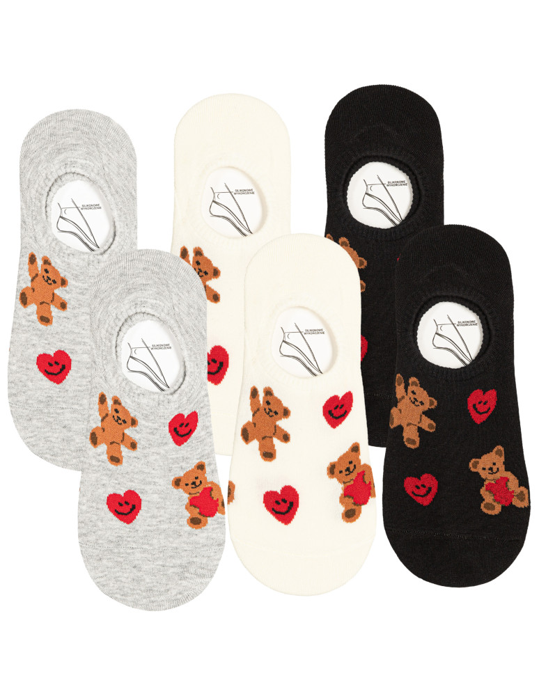 Niskie stopki - Skarpety stopki damskie misie i serca 6-pak WIELOKOLOROWY - produkt moraj.pl 1