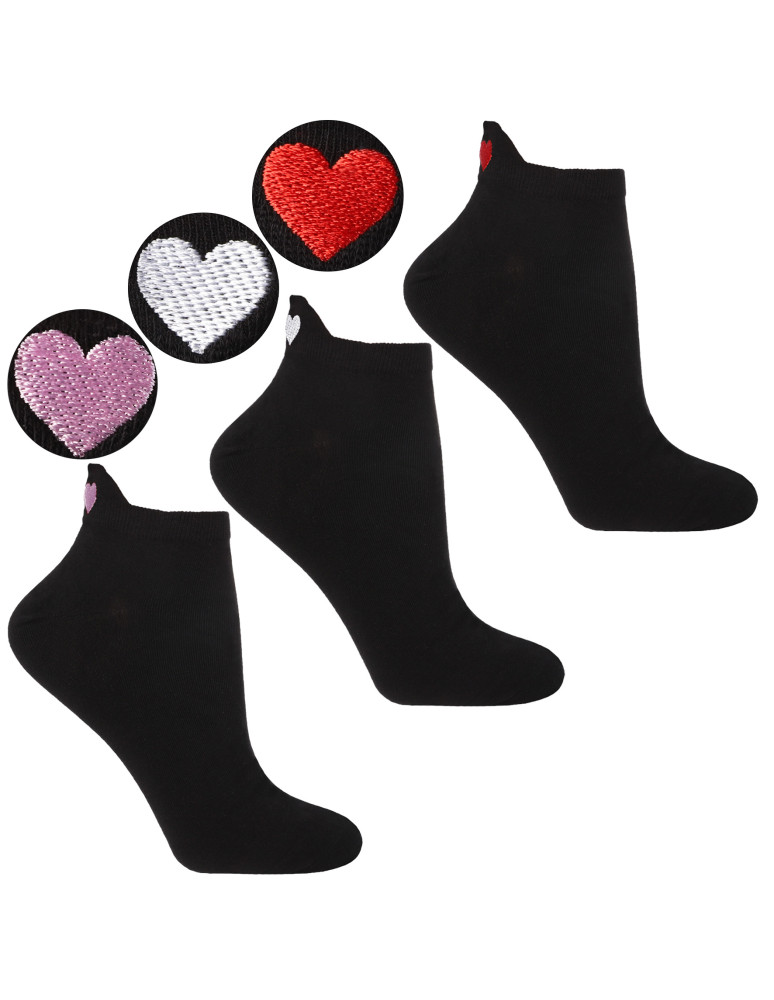 Stopki - Skarpety stopki damskie z zapiętką i haftem serce 12-pak WIELOKOLOROWY - produkt moraj.pl 2