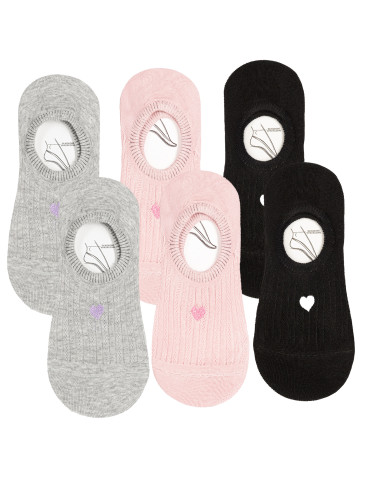 Skarpety stopki damskie z haftem w serce -pak