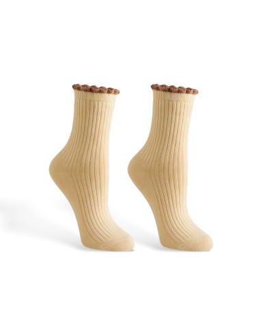 Skarpetki damskie długie prążkowane z falbanką 5-pak  - produkt 2