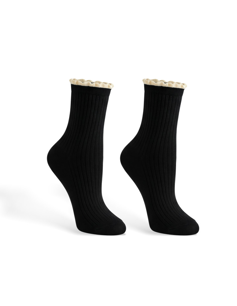 Długie - Skarpetki damskie długie prążkowane z falbanką 5-pak WIELOKOLOROWY  - produkt moraj.pl 3